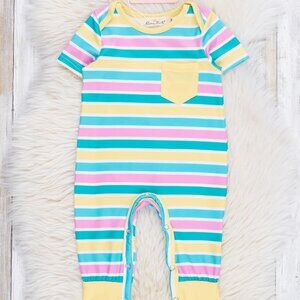 Marie Nicole Neon Stripes Pocket Romper (12-18m)